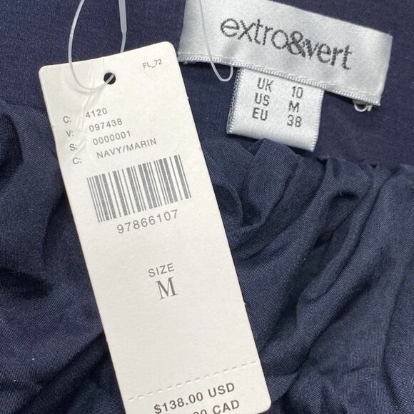 Extro & Vert Women's Lily A-Line Bubble Hem Midi Skirt Navy Blue Size M | NWT - Picture 7 of 7